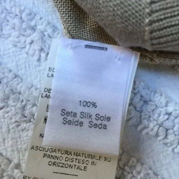 Debra C Beverly Hills Cardigan Sweater Ruffle Front Cropped Tan Size Medium Silk